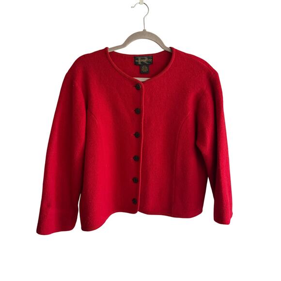Vintage Women’s Requirements 100% Wool Red Cardigan Sweater Size Large - Picture 2 of 5